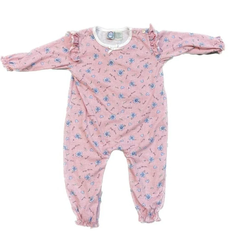 Vintage Little Lindsey Counting Sheep  and Gingham Lazy Daisies Onesies Size 24